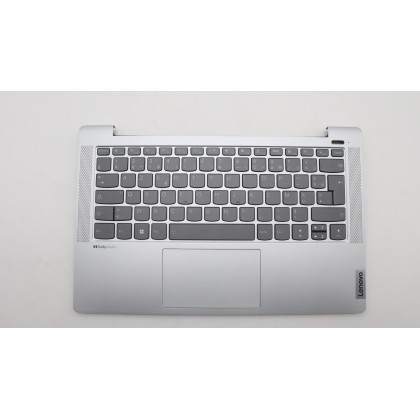 Lenovo 5CB1J08476 Palmrest Top Case con tastiera, Francese, Grigio nuvola, Retroilluminazione, Lettore di impronte digitali