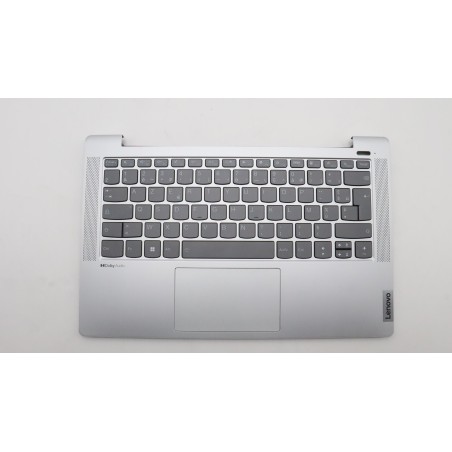Lenovo 5CB1J08476 Palmrest Top Case con tastiera, Francese, Grigio nuvola, Retroilluminazione, Lettore di impronte digitali