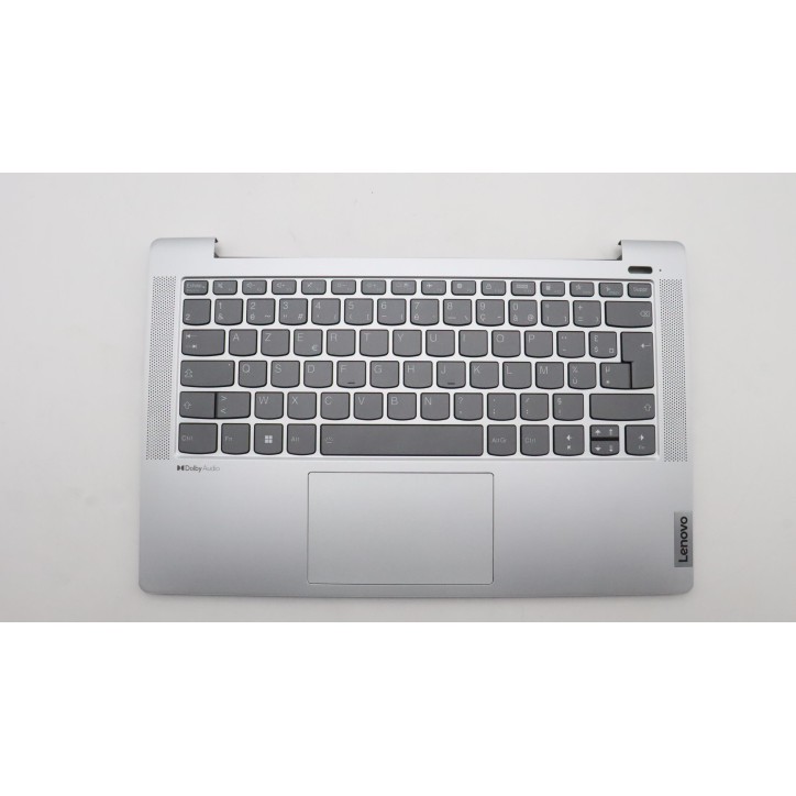 Lenovo 5CB1J08476 Palmrest Top Case con tastiera, Francese, Grigio nuvola, Retroilluminazione, Lettore di impronte digitali