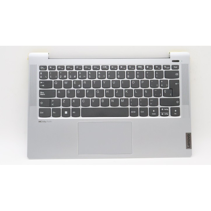 Lenovo 5CB1J08502 Palmrest Top Case con tastiera, Spagnolo, Grigio nuvola, Senza_retroilluminazione, Lettore di impronte digital