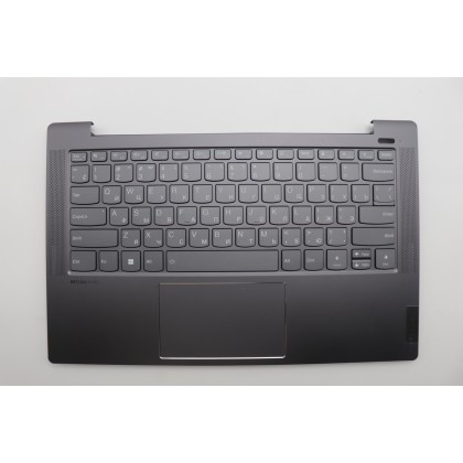 Lenovo 5CB1J08525 Palmrest Top Case con tastiera, Russo, grigio tempesta, Retroilluminazione, Lettore di impronte digitali