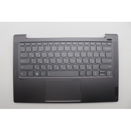 Lenovo 5CB1J08525 Palmrest Top Case con tastiera, Russo, grigio tempesta, Retroilluminazione, Lettore di impronte digitali