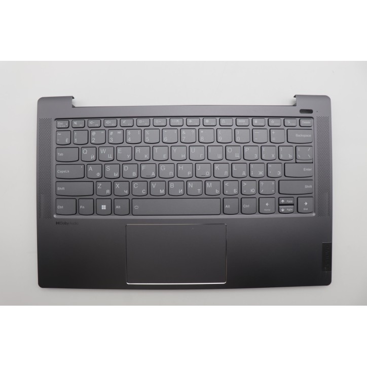 Lenovo 5CB1J08525 Palmrest Top Case con tastiera, Russo, grigio tempesta, Retroilluminazione, Lettore di impronte digitali