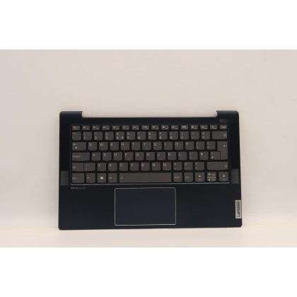 Lenovo 5CB1J08697 Palmrest Top Case con tastiera, Inglese Regno Unito, blu scuro, Retroilluminazione, Lettore di impronte digita