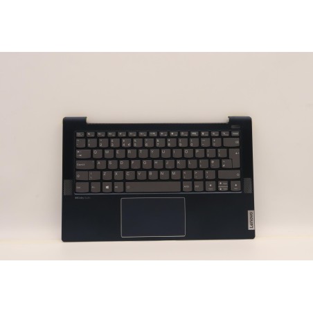Lenovo 5CB1J08697 Palmrest Top Case con tastiera, Inglese Regno Unito, blu scuro, Retroilluminazione, Lettore di impronte digita