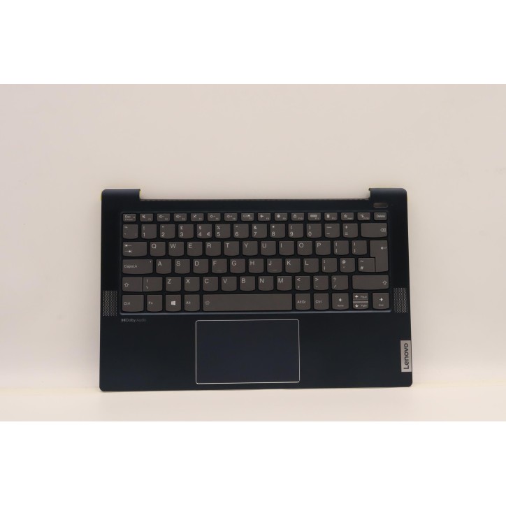 Lenovo 5CB1J08697 Palmrest Top Case con tastiera, Inglese Regno Unito, blu scuro, Retroilluminazione, Lettore di impronte digita