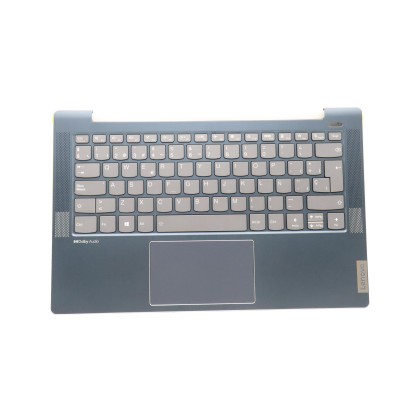 Lenovo 5CB1J08699 Palmrest Top Case con tastiera, Spagnolo, blu scuro, Retroilluminazione, Lettore di impronte digitali