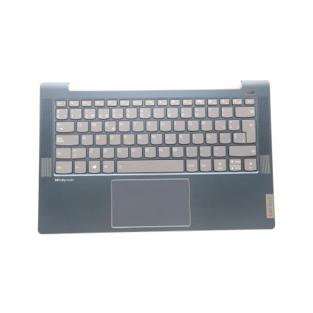 Lenovo 5CB1J08699 Palmrest Top Case con tastiera, Spagnolo, blu scuro, Retroilluminazione, Lettore di impronte digitali
