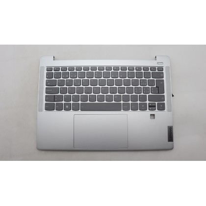 Lenovo 5CB1L10828 Palmrest Top Case con tastiera, Svizzera, Grigio nuvola, Retroilluminazione, Lettore di impronte digitali