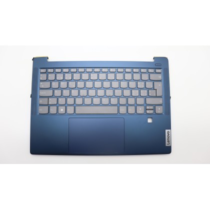 Lenovo 5CB1L11151 Palmrest Top Case con tastiera, Svizzera, blu scuro, Retroilluminazione, Lettore di impronte digitali