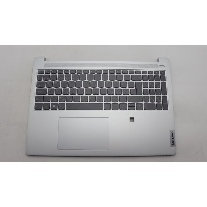 Lenovo 5CB1L11380 Palmrest Top Case con tastiera, Ungherese, Grigio nuvola, Retroilluminazione, Lettore di impronte digitali