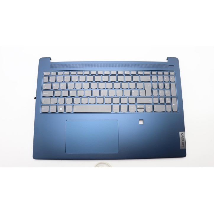 Lenovo 5CB1L14266 Palmrest Top Case con tastiera, Inglese Regno Unito, blu scuro, Retroilluminazione, Lettore di impronte digita