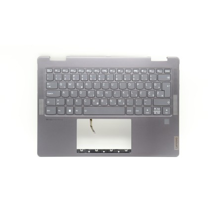 Lenovo 5CB1L47271 Palmrest Top Case con tastiera, Sloveno, grigio tempesta, Lettore di impronte digitali