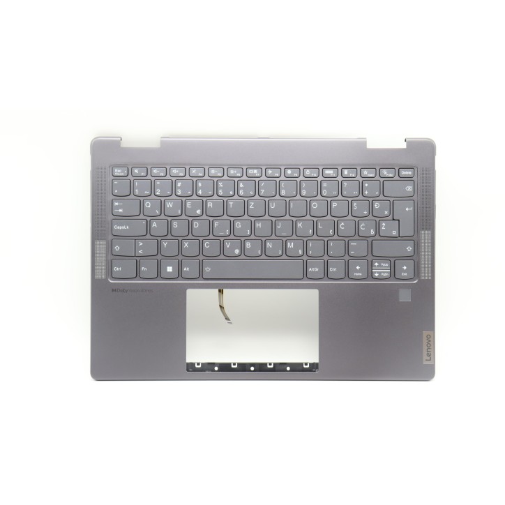Lenovo 5CB1L47271 Palmrest Top Case con tastiera, Sloveno, grigio tempesta, Lettore di impronte digitali