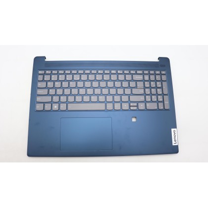 Lenovo 5CB1L50506 Palmrest Top Case con tastiera, Inglese (Stati Uniti/Europa), blu scuro, Retroilluminazione, Lettore di impron