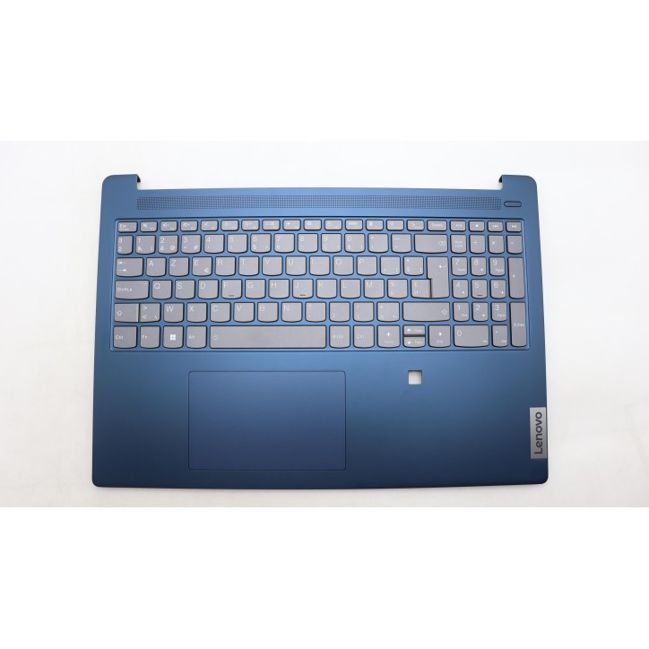 Lenovo 5CB1L50527 Palmrest Top Case con tastiera, Belga, blu scuro, Retroilluminazione, Lettore di impronte digitali, UK