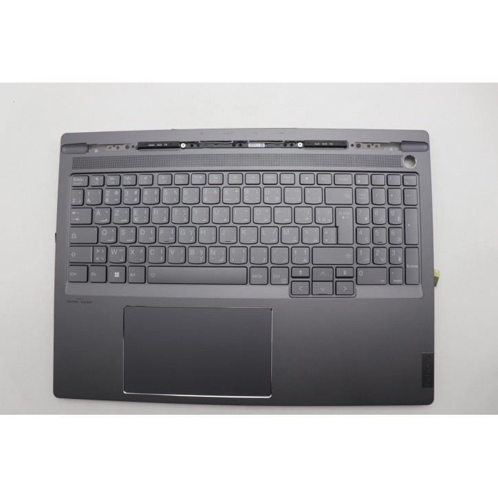 Lenovo 5CB1L68940 Palmrest Top Case con tastiera, Francese (Arabo), grigio tempesta, Retroilluminazione, Lettore di impronte dig
