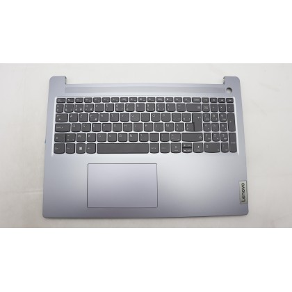 Lenovo 5CB1M46067 Palmrest Top Case con tastiera, Belga, grigio artico, Senza retroilluminazione, Lettore di impronte digitali, 