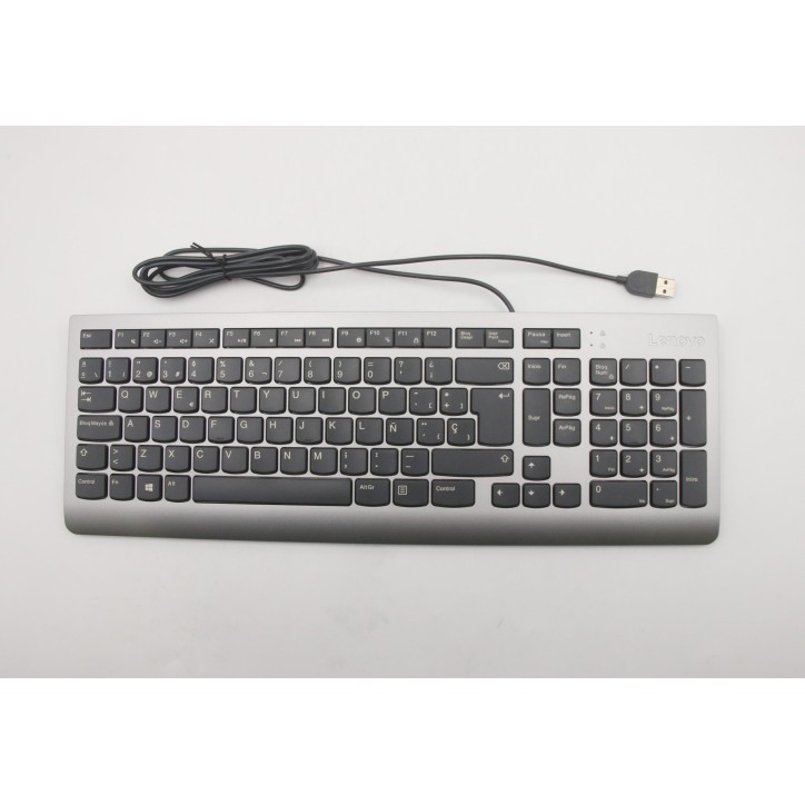 Lenovo 5D50U84407 Tastiera esterna, USB, Spagnolo, Grigio, Senza retroilluminazione