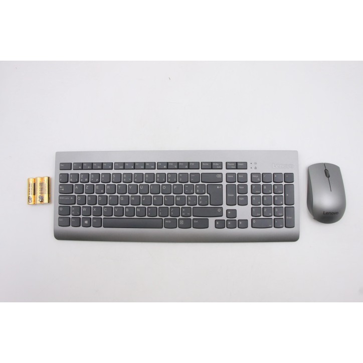 Lenovo 5KM0U87433 Tastiera_mouse, 2,4 G, Inglese (Belgio), Grigio, Senza retroilluminazione