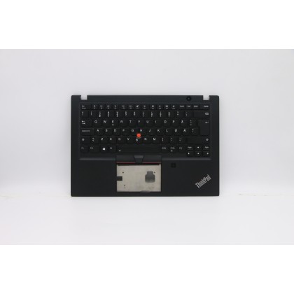 Lenovo 5M10V16673 Palmrest Top Case con tastiera, Norvegese, nero, Retroilluminazione, Lettore di impronte digitali