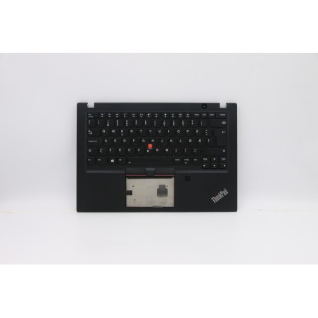 Lenovo 5M10V16673 Palmrest Top Case con tastiera, Norvegese, nero, Retroilluminazione, Lettore di impronte digitali