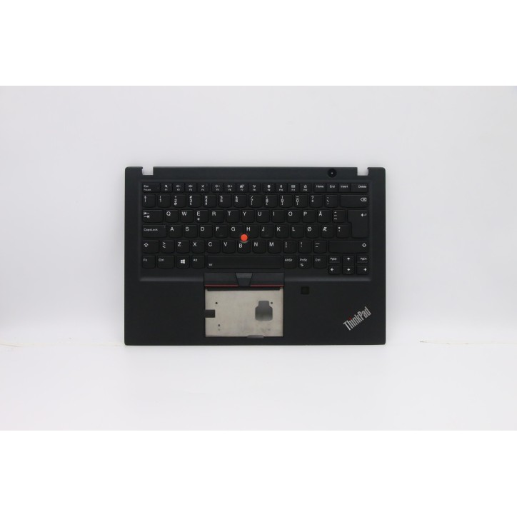 Lenovo 5M10V16673 Palmrest Top Case con tastiera, Norvegese, nero, Retroilluminazione, Lettore di impronte digitali