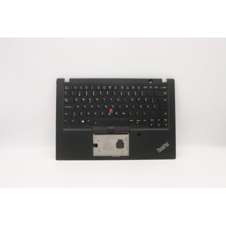 Lenovo 5M10V16685 Palmrest Top Case con tastiera, Svedese/finlandese, nero, Retroilluminazione, Lettore di impronte digitali