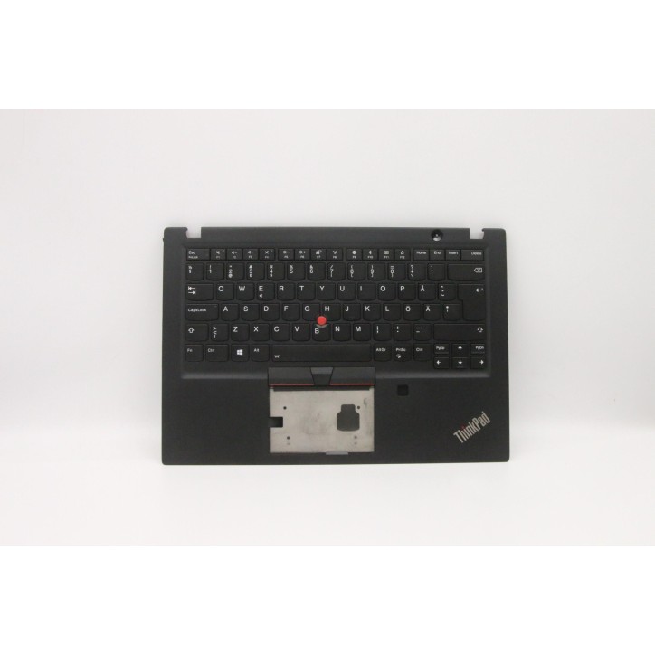 Lenovo 5M10V16685 Palmrest Top Case con tastiera, Svedese/finlandese, nero, Retroilluminazione, Lettore di impronte digitali