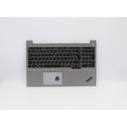 Lenovo 5M10V16979 Palmrest Top Case con tastiera, Ceco/Slovacco, argento, Retroilluminazione, UK