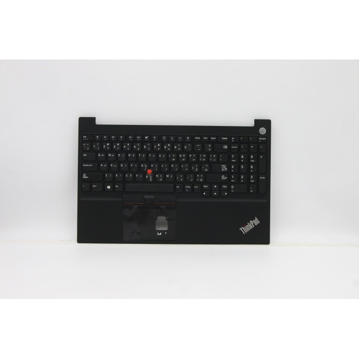 Lenovo 5M10W64552 Palmrest Top Case con tastiera, Arabo, nero, Senza retroilluminazione, Lettore di impronte digitali, US