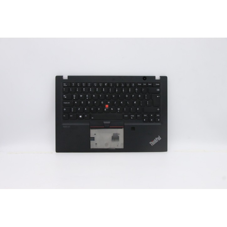 Lenovo 5M10Z41398 Palmrest Top Case con tastiera, Islandese, Nero, Retroilluminazione, Impronta digitale