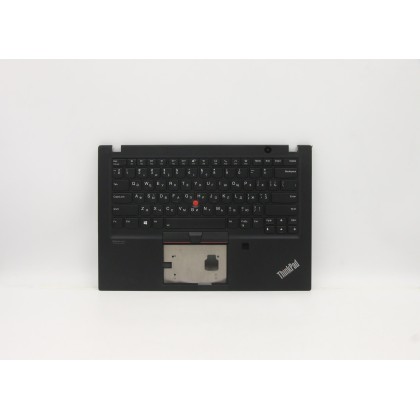 Lenovo 5M10Z41452 Palmrest Top Case con tastiera, Ucraina, Nero, Retroilluminazione, Impronta digitale