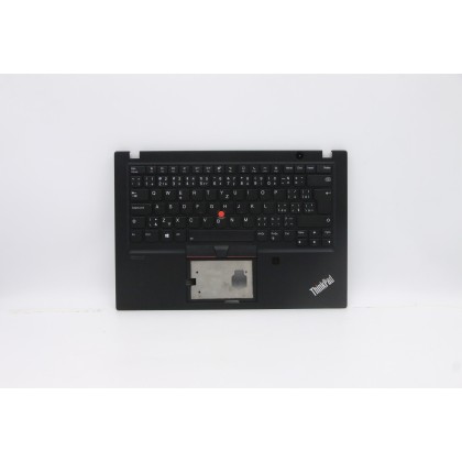 Lenovo 5M10Z41472 Palmrest Top Case con tastiera, Ceco/Slovacco, nero, Retroilluminazione, Lettore di impronte digitali, NFC, UK