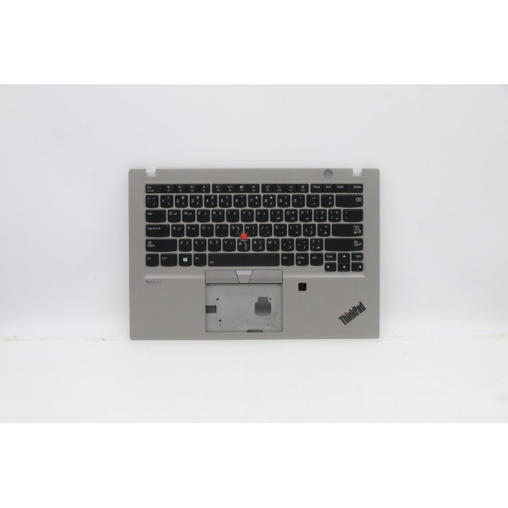 Lenovo 5M10Z41559 Palmrest Top Case con tastiera, Arabo, argento, Retroilluminazione, Lettore di impronte digitali, US