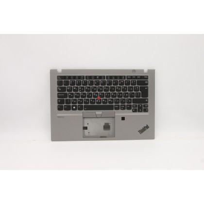 Lenovo 5M10Z41566 Palmrest Top Case con tastiera, Bulgaro, argento, Retroilluminazione, Lettore di impronte digitali, UK