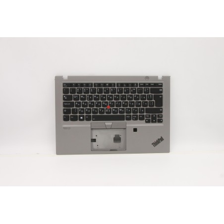 Lenovo 5M10Z41566 Palmrest Top Case con tastiera, Bulgaro, argento, Retroilluminazione, Lettore di impronte digitali, UK