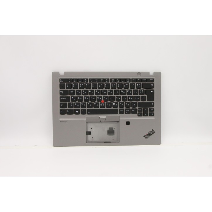 Lenovo 5M10Z41566 Palmrest Top Case con tastiera, Bulgaro, argento, Retroilluminazione, Lettore di impronte digitali, UK