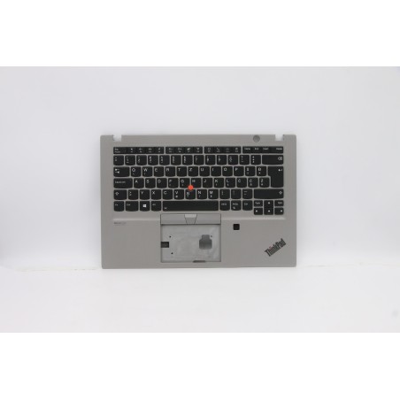 Lenovo 5M10Z41611 Palmrest Top Case con tastiera, Sloveno, argento, Retroilluminazione, Lettore di impronte digitali