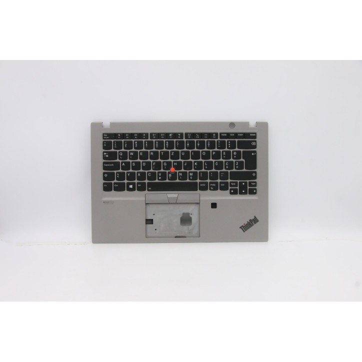 Lenovo 5M10Z41611 Palmrest Top Case con tastiera, Sloveno, argento, Retroilluminazione, Lettore di impronte digitali