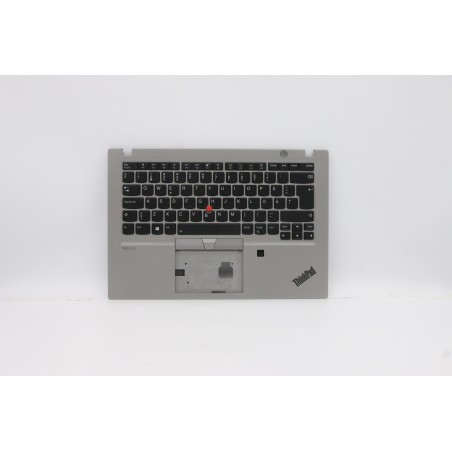 Lenovo 5M10Z41615 Palmrest Top Case con tastiera, Svedese/finlandese, Argento, Retroilluminazione, Impronta digitale, NFC