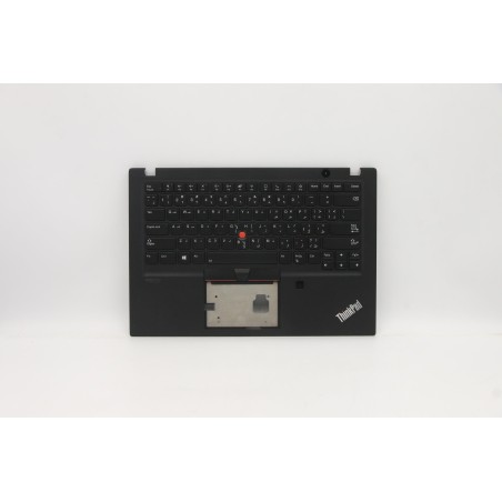 Lenovo 5M10Z54232 Palmrest Top Case con tastiera, Arabo, nero, Retroilluminazione, Lettore di impronte digitali, US