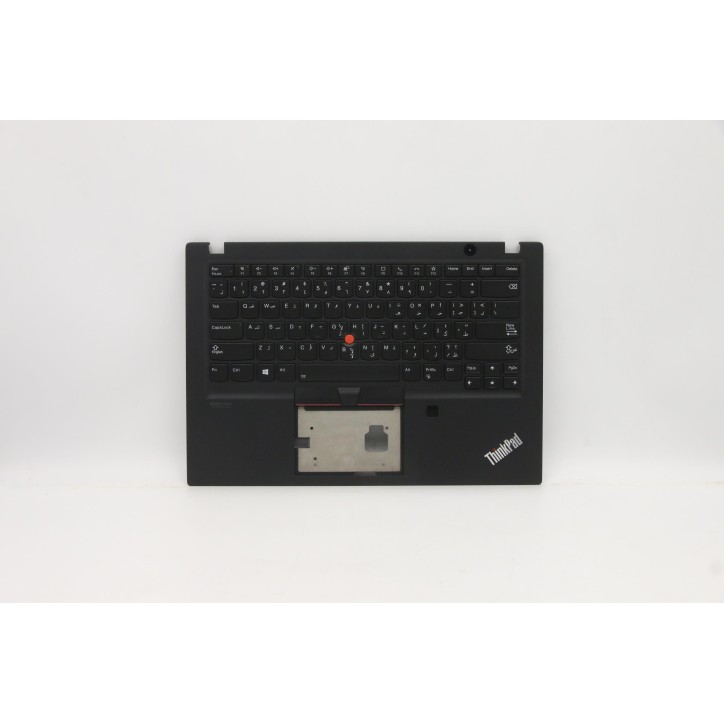 Lenovo 5M10Z54232 Palmrest Top Case con tastiera, Arabo, nero, Retroilluminazione, Lettore di impronte digitali, US