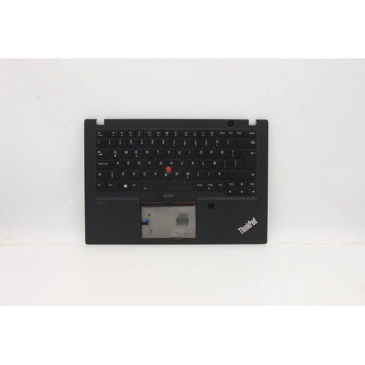Lenovo 5M10Z54264 Palmrest Top Case con tastiera, Islandese, Nero, Retroilluminazione, Impronta digitale