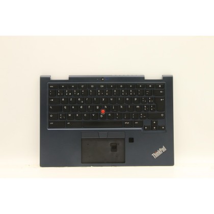 Lenovo 5M10Z54470 Palmrest Top Case con tastiera, Belga, nero, Retroilluminazione, Lettore di impronte digitali, UK