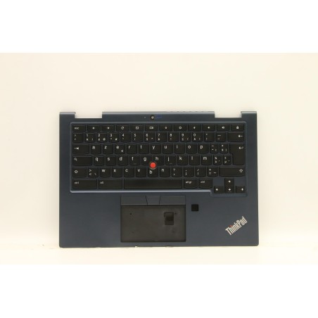 Lenovo 5M10Z54470 Palmrest Top Case con tastiera, Belga, nero, Retroilluminazione, Lettore di impronte digitali, UK