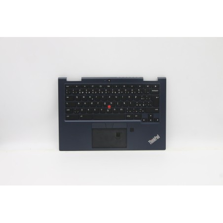 Lenovo 5M10Z54473 Palmrest Top Case con tastiera, Ceco/Slovacco, nero, Retroilluminazione, Lettore di impronte digitali, UK