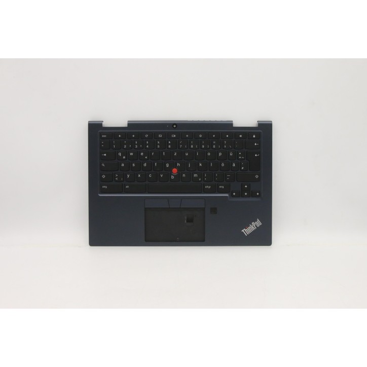 Lenovo 5M10Z54479 Palmrest Top Case con tastiera, Tedesco, Nero, Retroilluminazione, Impronta digitale