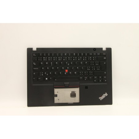 Lenovo 5M11A08489 Palmrest Top Case con tastiera, Ceco/Slovacco, nero, Retroilluminazione, Lettore di impronte digitali, UK