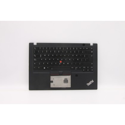 Lenovo 5M11A08525 Palmrest Top Case con tastiera, Spagnolo (America Latina), nero, Retroilluminazione, Lettore di impronte digit